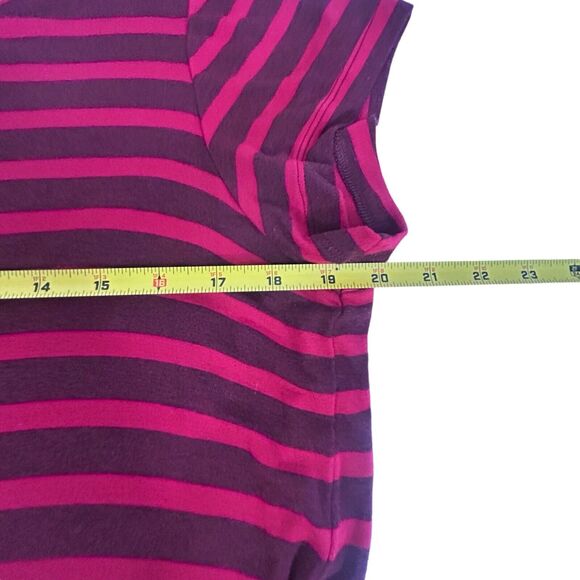 CAbi Sweet Talk Tee Women’s Size L Garnet Red Stripe Short Sleeve Shirt Peplum - Picture 6 of 12